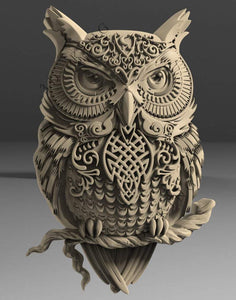 3D A STL Models Decorative Panel Relief Owl for CNC Router 
