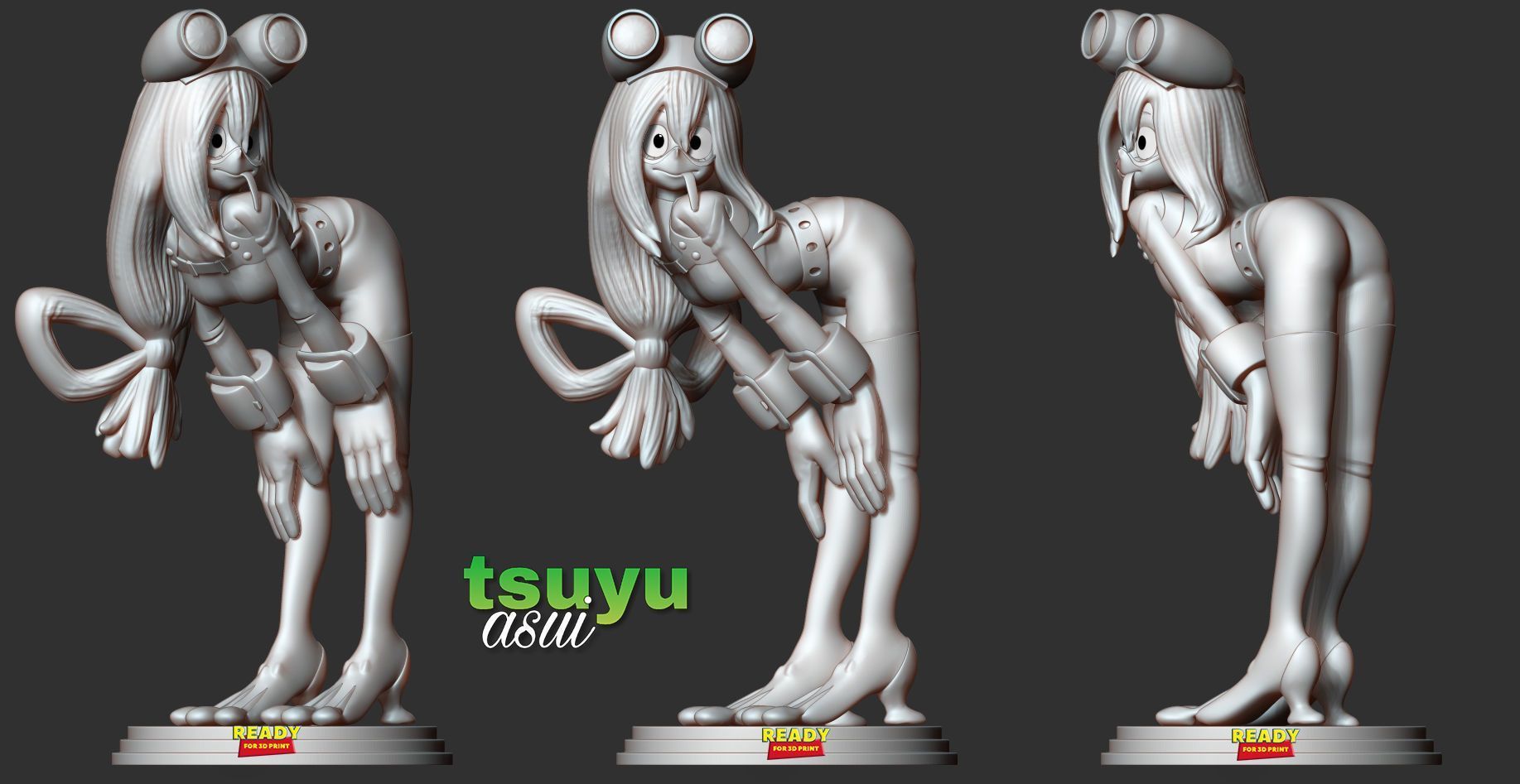 3D Printable Tsuyu Asui Bust by Dinamuuu3D