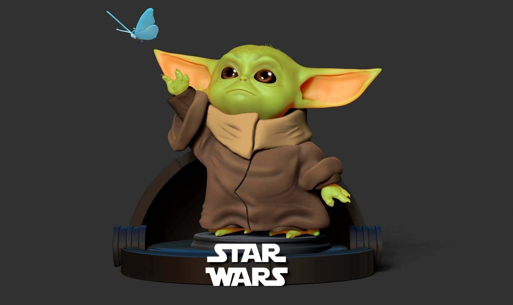 Model 3D Baby Yoda dari Star Wars yang dapat dicetak