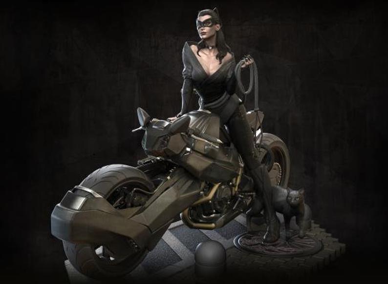 catwoman on bike 3d print model stl files