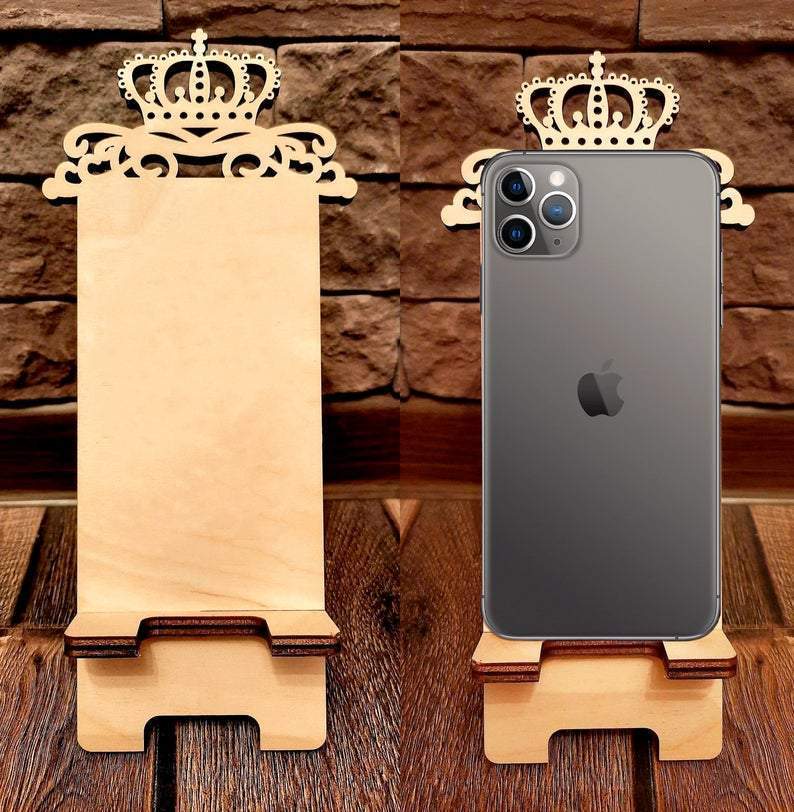 Crown Phone Stand. This cnc files DXF CDR SVG dxf files for 