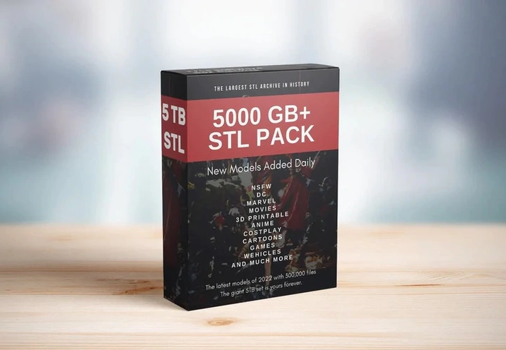  STL Pack for 3D printers 5000 GB - Free Updates everyday 2022-2023