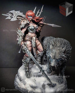 Barbarian and the Wolf STL 3D Model print
