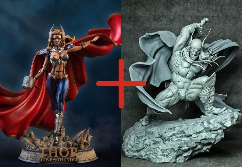 Marvel - Female Thor + Thor Statue - STL Files for 3D Print