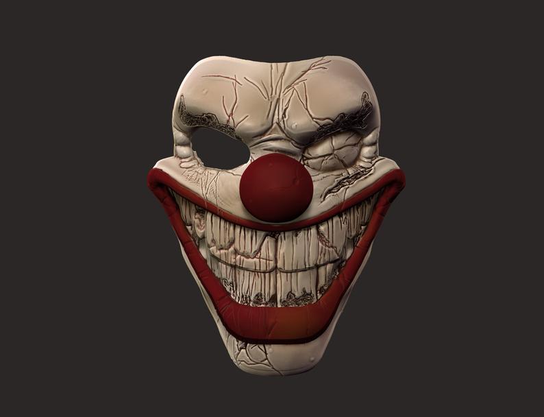 Twisted metal killer clown mask STL File 3d Print File